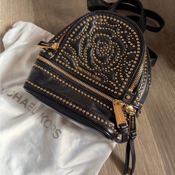 Michael Kors Black Backpack with Gold Studs - Picture 7 of 7